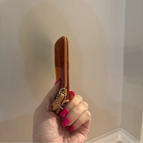 VINTAGE Coach Patchwork Suede Wristlet in Brown, Orange & Gold - Picture 7 of 15